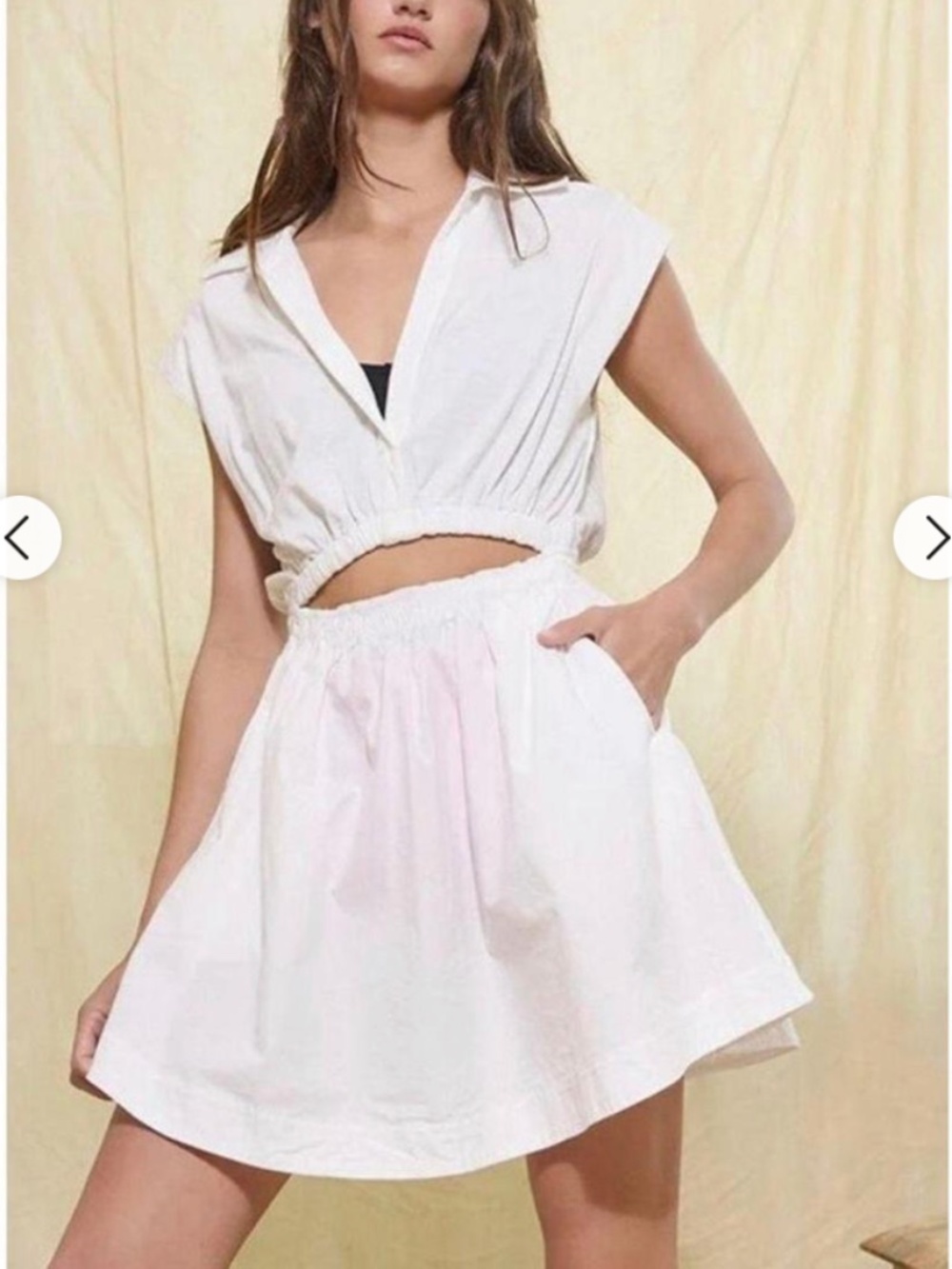 Anthropologie Short-Sleeve Cutout Mini Dress Size Medium in White